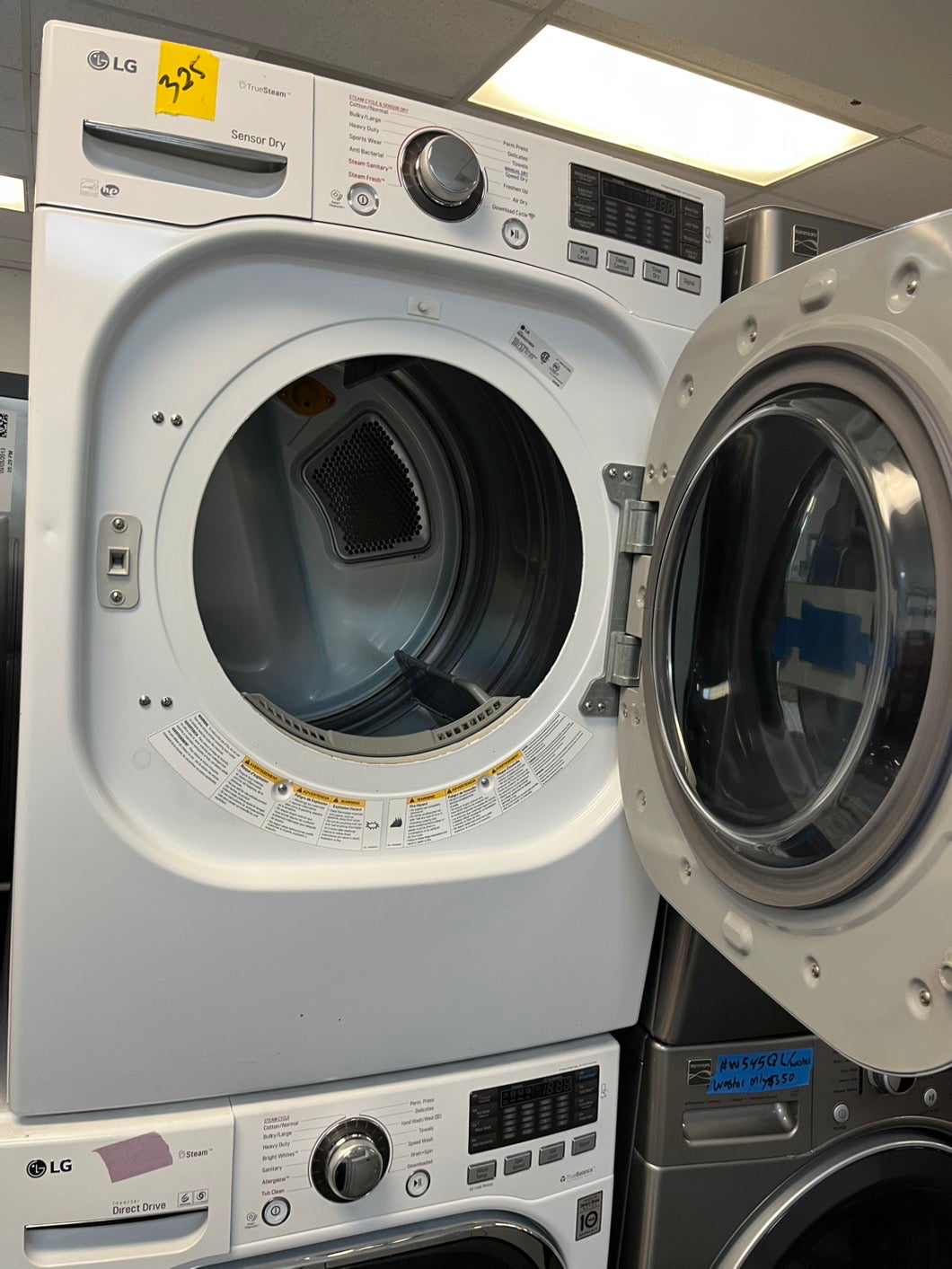 Lg front load Electric dryer 220v  and front load washer set white  stackable 27” wide  in Refurbished #WDEST2L