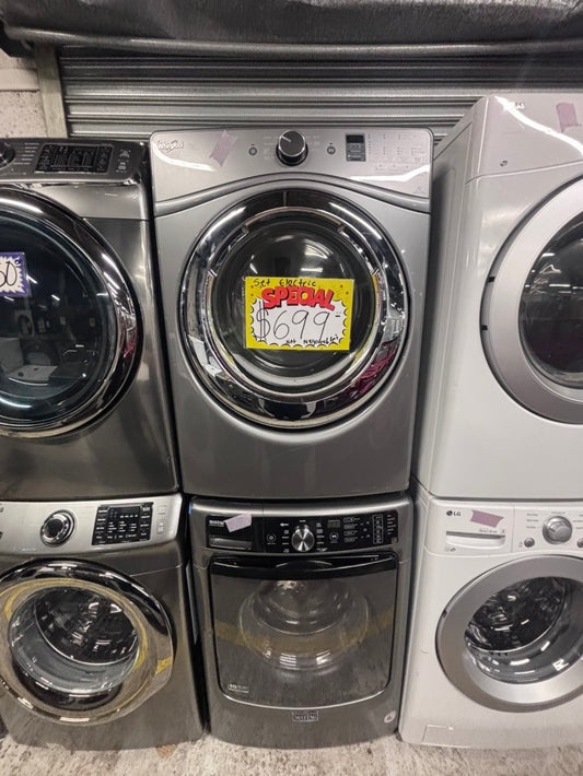 >*special 🔥mix & match Maytag  washer large capacity & whirlpool dryer set electric 220v front load stackable or side by side - sensor dry in white  #MAQ4VBSET