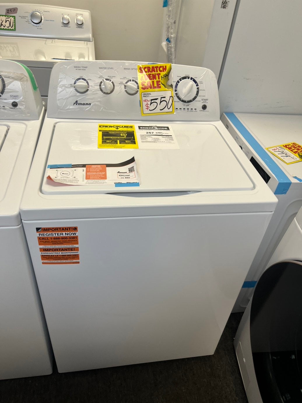 =•Open box 📦 New S/d Amana Stainless Steel drum - 3.8 Cu. Ft. High Efficiency Top Load Washer with with High-Efficiency Agitator - White #WHAM78L