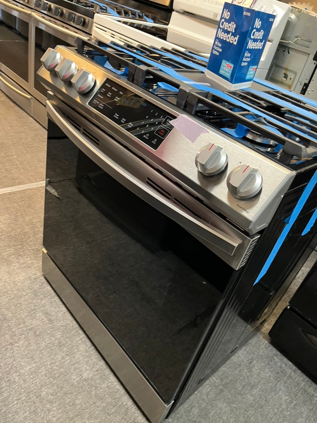 =Samsung 30”  Gas range 5 burner slide in convection bake roast broil self clean used Refurbished" item #GRSMA34L