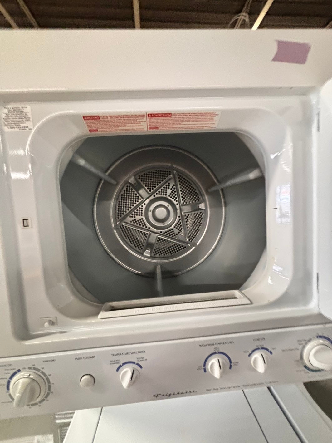 >special 🔥used-  refurbished Frigidaire stacked laundry center Electric 220v washer & dryer unit in white 27" #LW778B