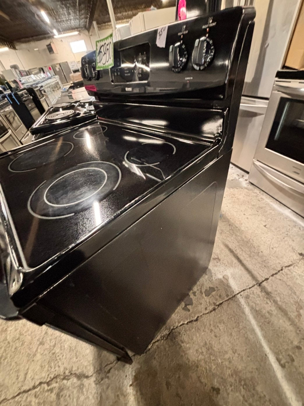 >special💫kenmore  Glass Top electric stove  bake /broil,Self clean 30” 4 burner ,black  color,     used-Refurbished   #KESC99B