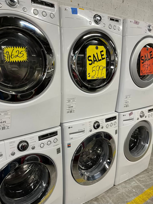 LG washer & dryer set electric 220v front load stackable In white 30" In Refurbished #WD929TB