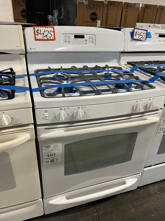 GE Profile gas range 4 burner bake broil hi/lo self clean in white lI 30" Refurbished #ER281WB