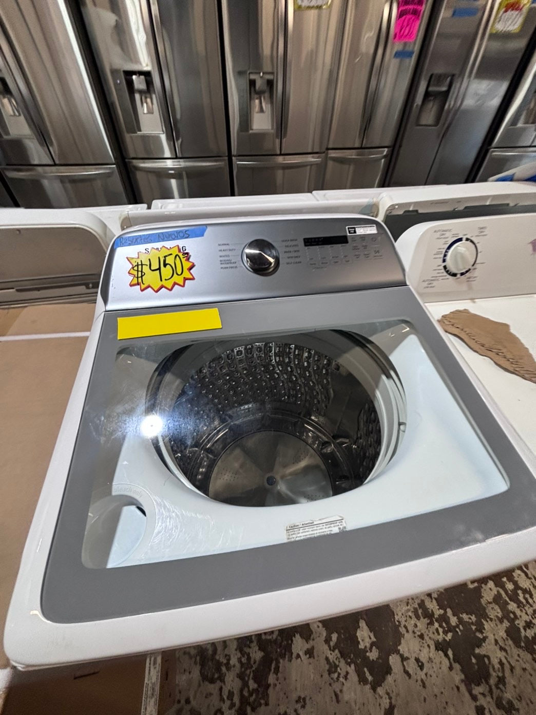 >*samsung extra Large capacity white color Top load washer Drum stainless steel used,refurbished #SWQR57B