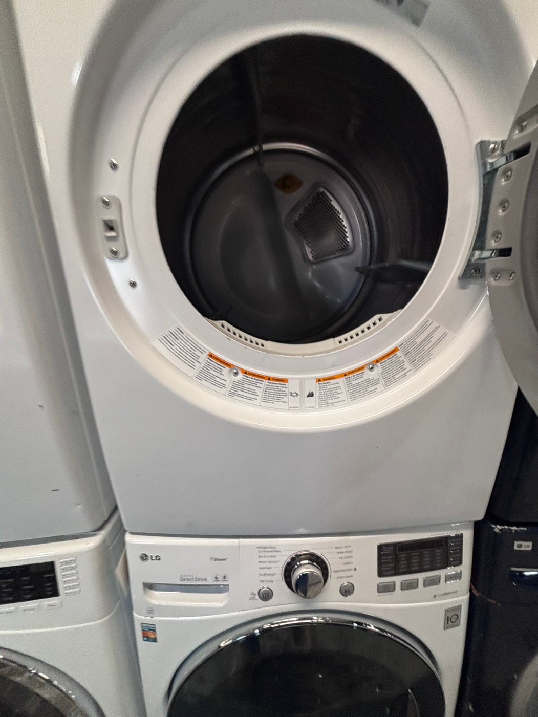 } LG washer & dryer set large capacity,electric 220v front load stackable or side by side - sensor dry , working 💯 with warranty ! in white color used,refurbished #LGHG74SET
