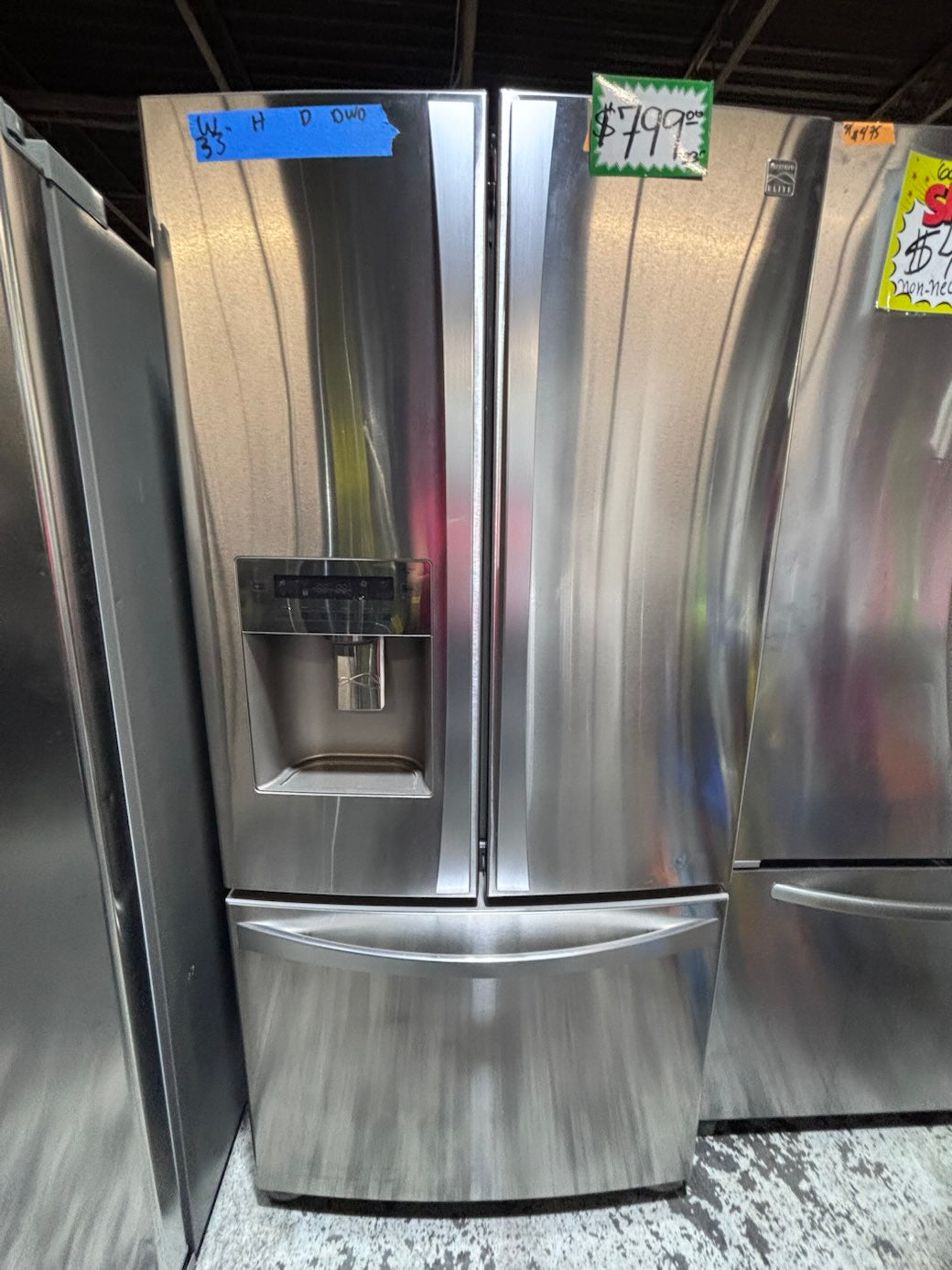 } Kenmore 33” x 68.1/2 h wide doors French door Refrigerator  w/ ice water dispenser inside #FDK33H38B
