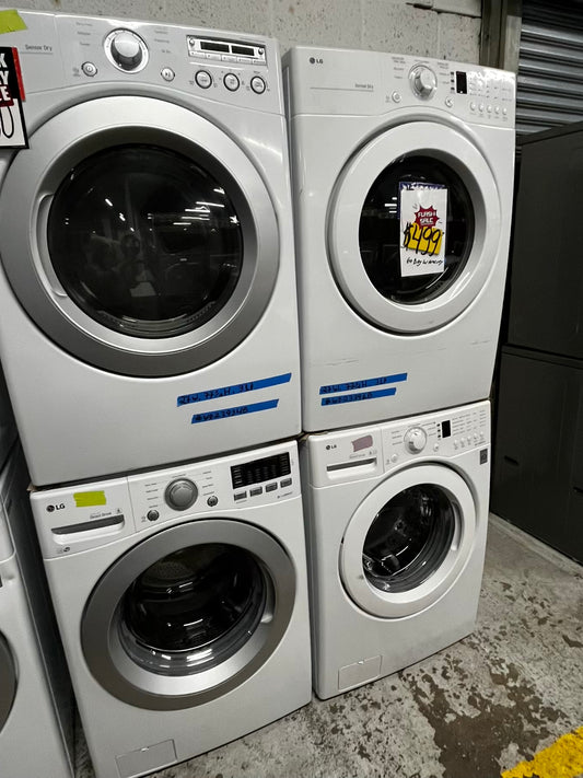 * 🎉 Black Friday - LG washer 4.5 cu ft & dryer 7.5 cu ft set electric 220v front load stackable or side by side - sensor dry He in white  #WD23391B
