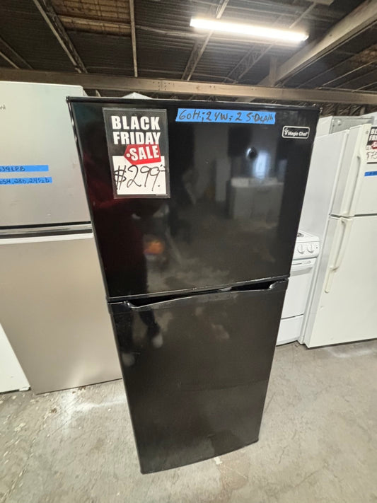 * Used | Refurbished magic chef top freezer refrigerator black  24" #RF291PB