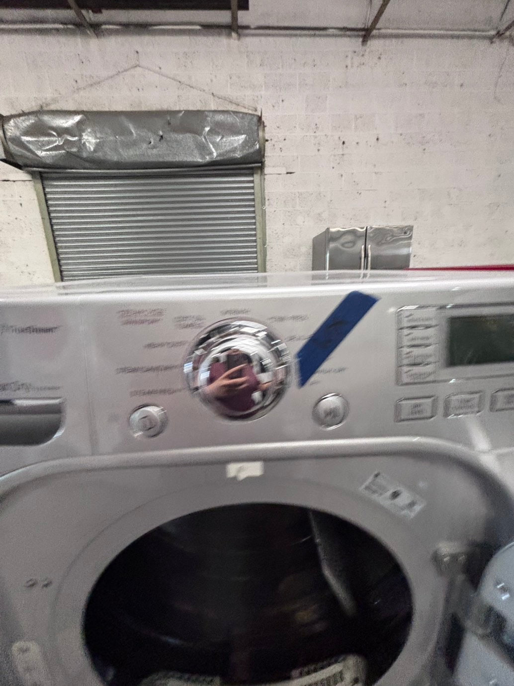 >*LG gray  Dryer electric 220v in front load w/pedestal extra storage stainless steel drum large capacity 27" used-refurbished #EGE44XB