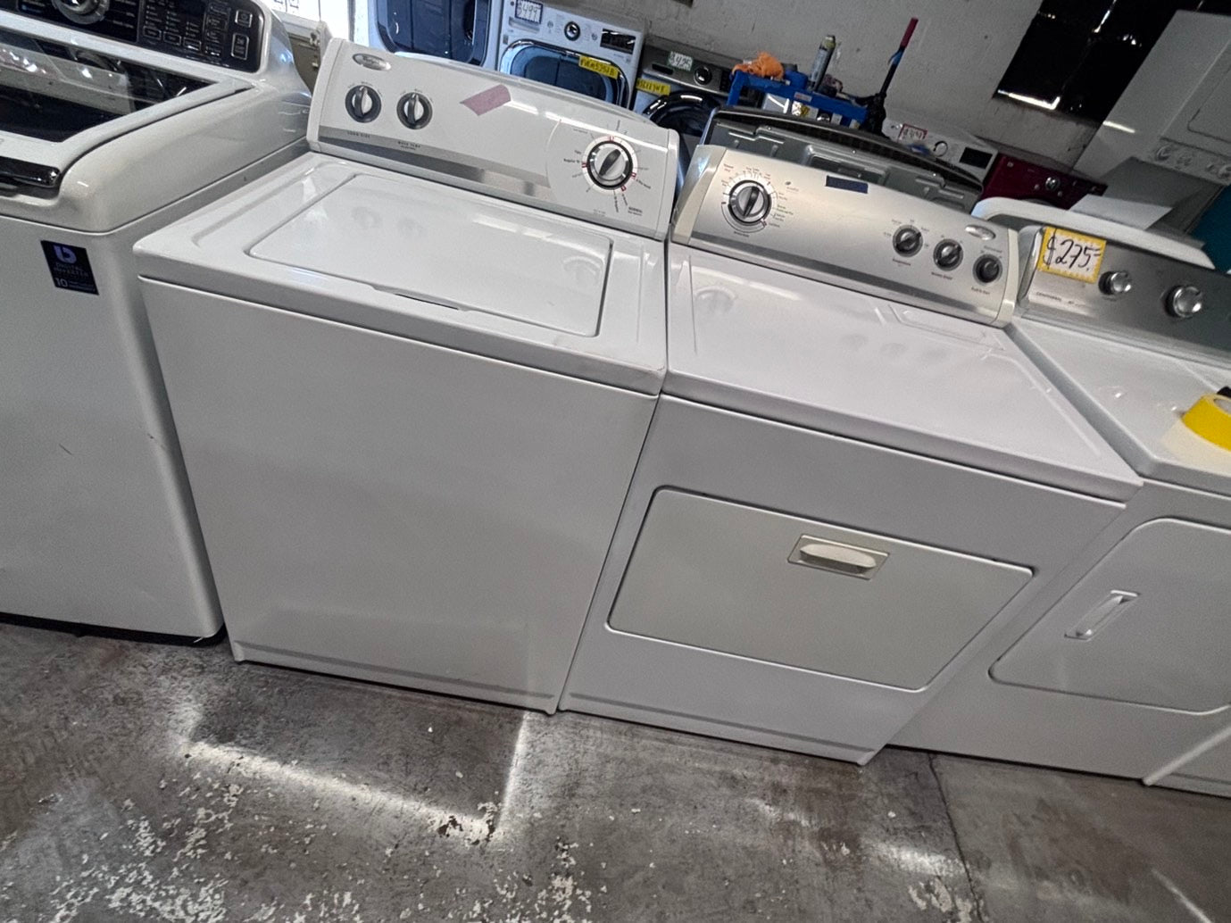 >*July 4th sale🇺🇸whirlpool top load washer large capacity with agitator  & electric dryer 220v  set top load side by side #MST23YB