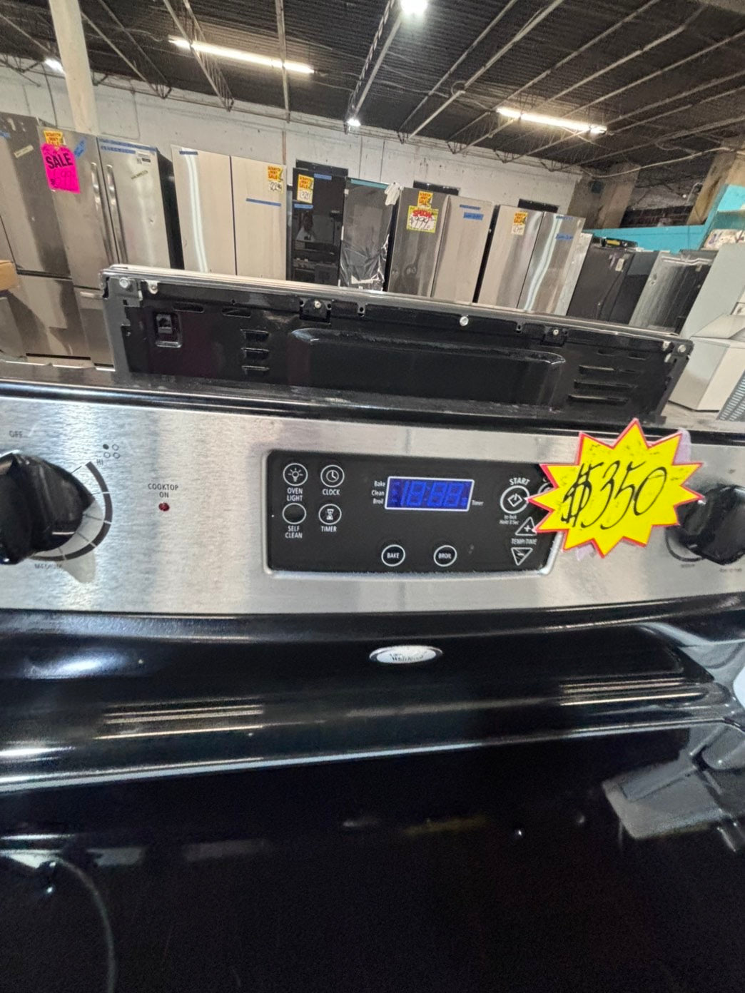>* whirlpool electric 220v glass top range bake Broil roast self clean stainless steel 30" Refurbished #EMK112B