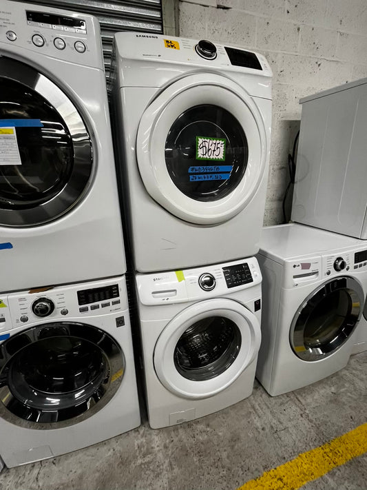 • Samsung  washer 4.5 cu ft & dryer 7.5 cu ft set electric 220v front load stackable or side by side - sensor dry He in white  #WD3946TB