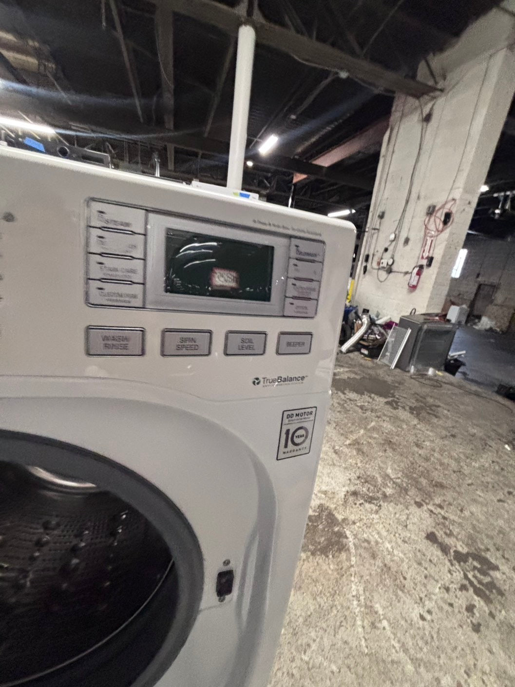 >*LG front load washing machine large capacity 4.5 cu ft white 27” w/pedestal - used refurbished #WLQY1LB