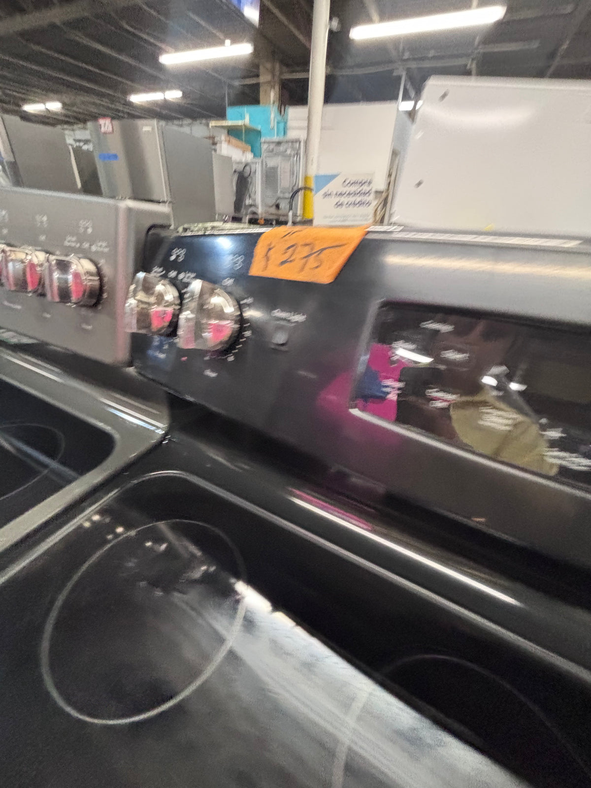 }sale🎈GE black electric 220v glass top range 5 burners bake Broil roast self clean black color 30" used-Refurbished working 💯with warranty  #BGE41B
