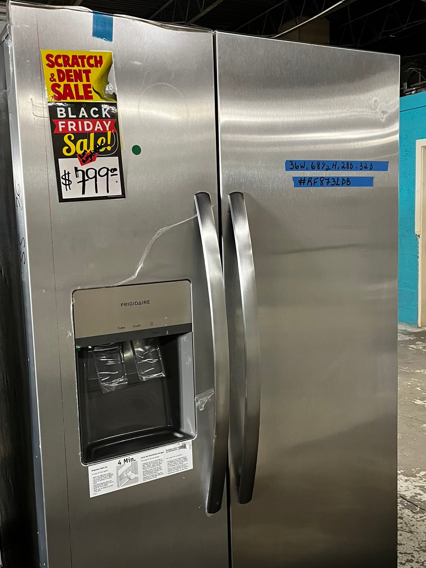 ~ Open Box 📦 | scratch & dent Frigidaire side x side  refrigerator w/ice water dispenser stainless steel 36" #RF8731DB