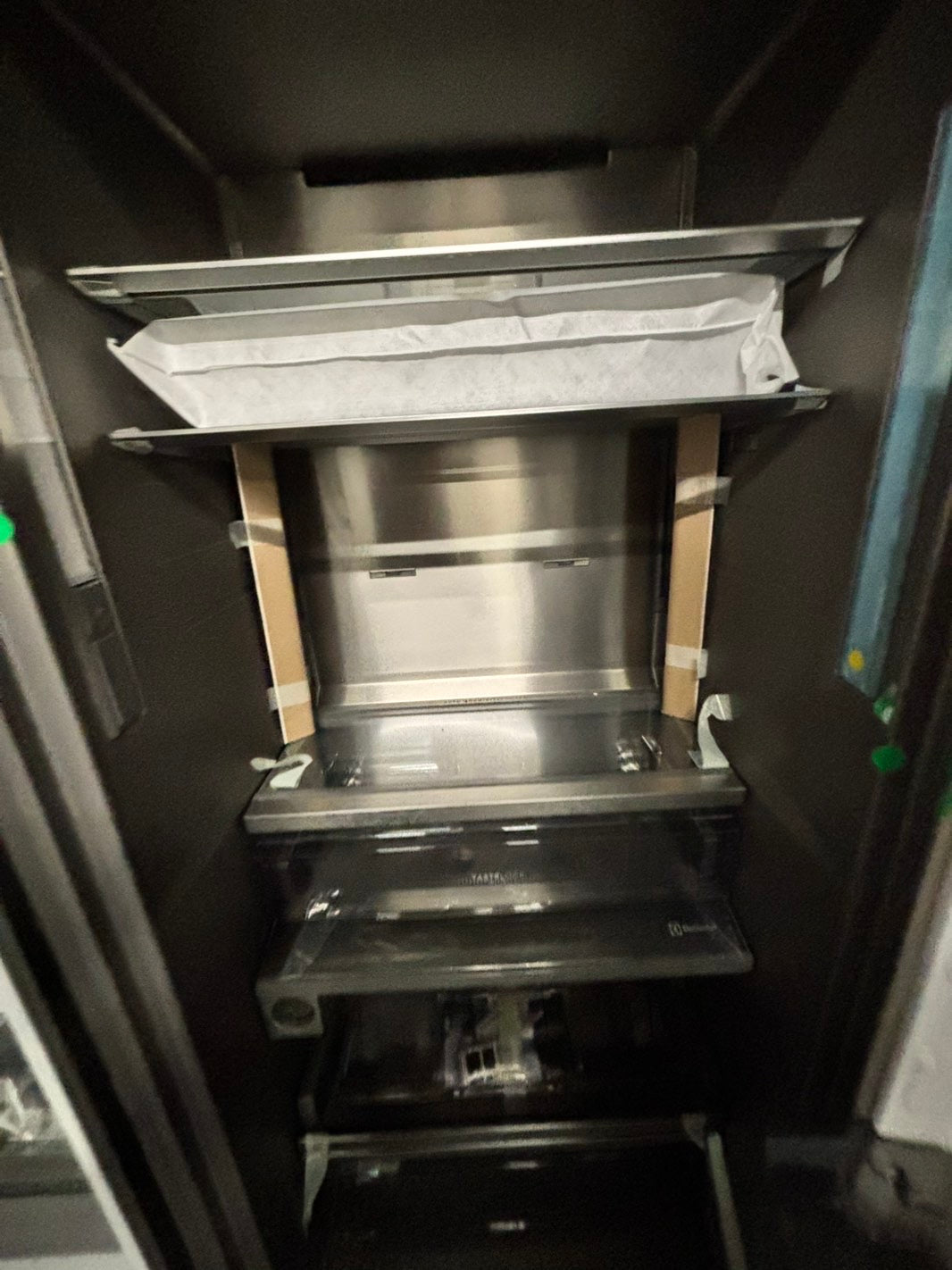 *Combo 2pc. Frigidaire /Fridge with water dispenser & freezer with ice maker inside , 20cu.ft up-right 32 1/5 wide stainless steel counter depth new scratch and dent  /item number #RFF909B