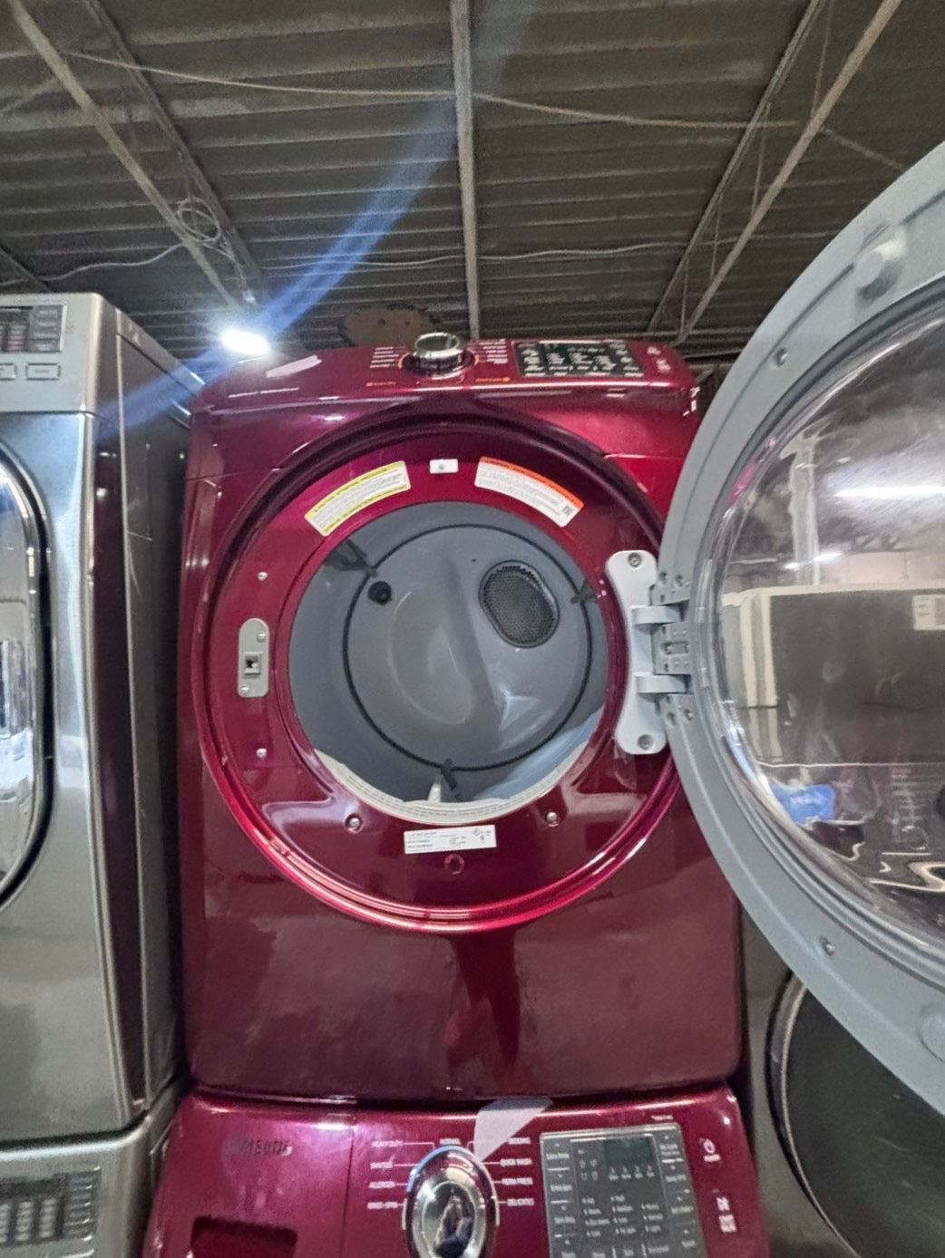 >*Samsung steam ENERGY STAR washer 4.5 cu ft & dryer 7.5 cu ft set electric steam 220v front load stackable or side by side - sensor dry ,burgundy color #BGCPL2SET