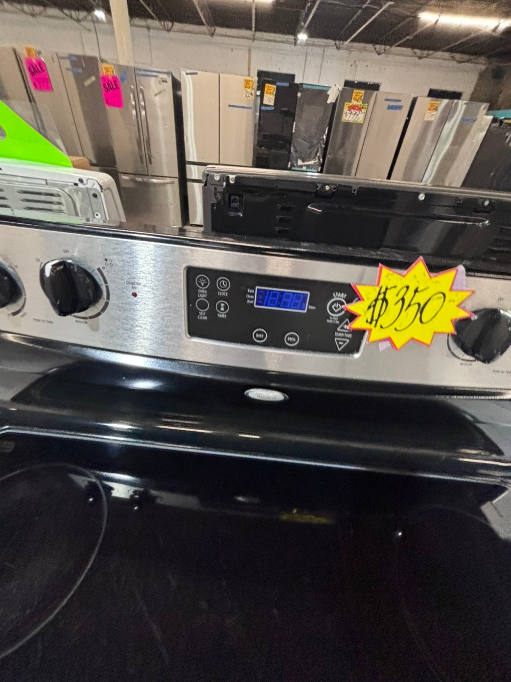 >* whirlpool electric 220v glass top range bake Broil roast self clean stainless steel 30" Refurbished #EMK112B