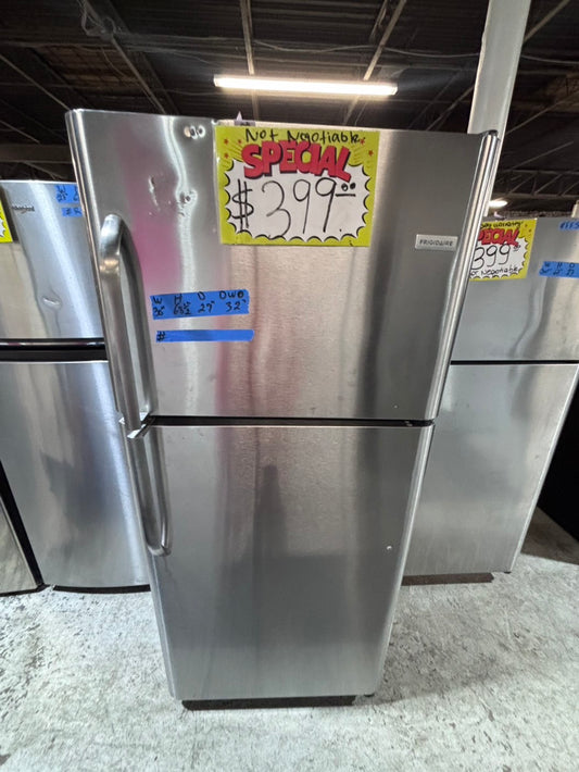 >>Frigidaire 21cu.ft -top freezer refrigerator stainless steel -used refurbished 30” #RFP16B