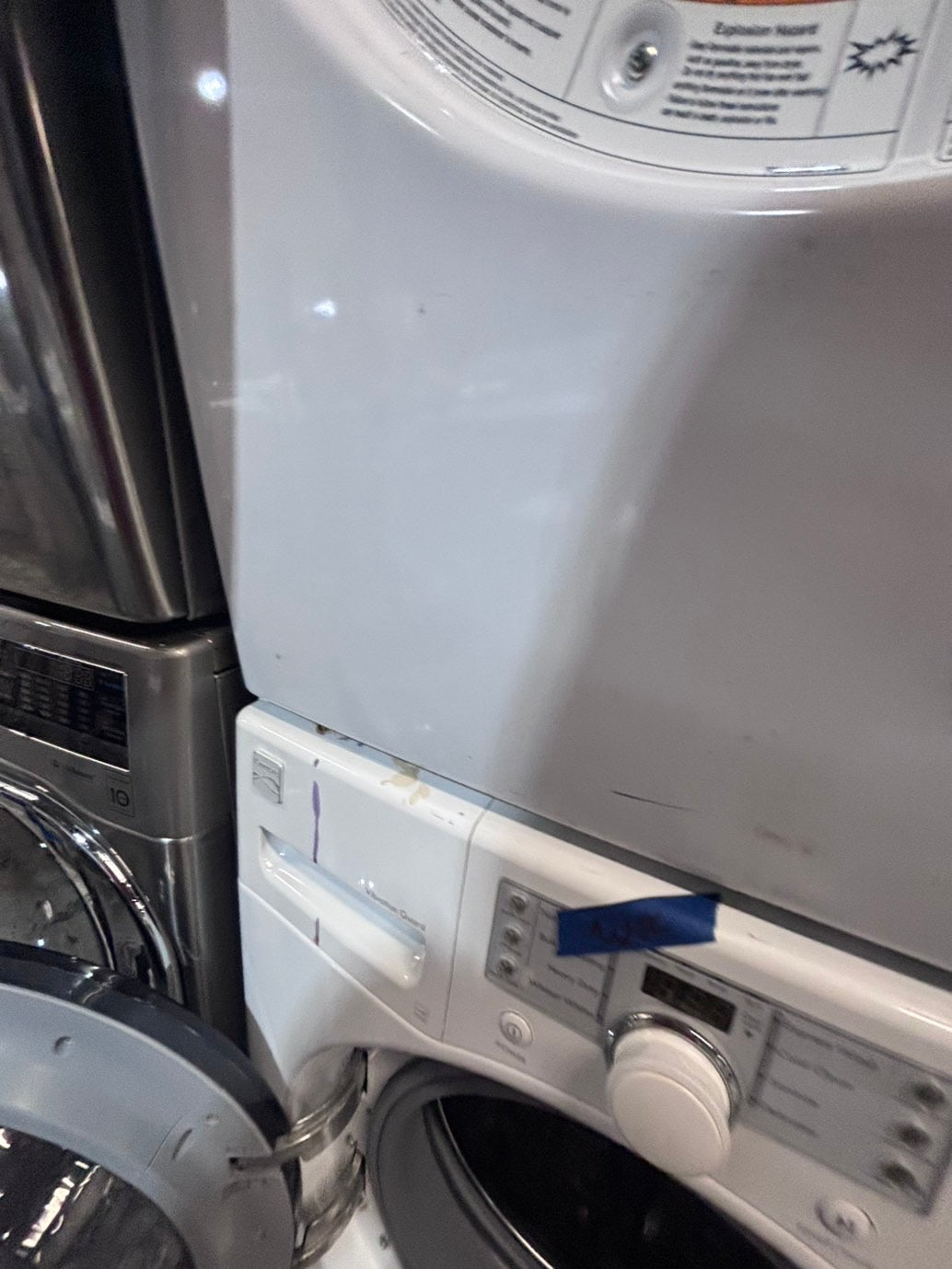 >*early July 4th special 🇺🇸kenmore washer & dryer set electric 220v front load stackable or side by side - sensor dry in white  color #GW1S2BSET