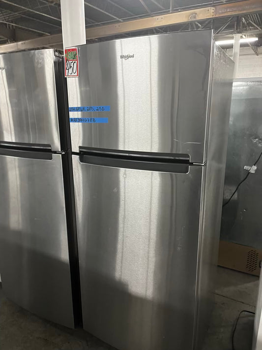 Whirlpool 28”top freezer refrigerator stainless steel 28" counter depth #RF394678B