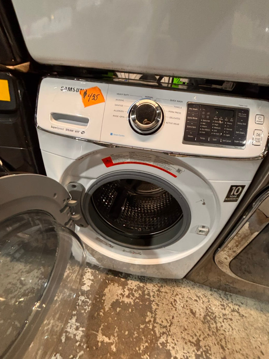 }} Samsung front load  washer large capacity& electric dryer steam set front load stackable or side by side white  27” in used-Refurbished working 💯 with warranty #SAX675ET