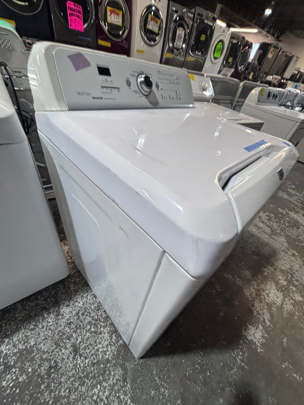 >*maytag bravos white  top top load washer large capacity & dryer set electric 220v side x side top load white color used-refurbished #WQX33SET