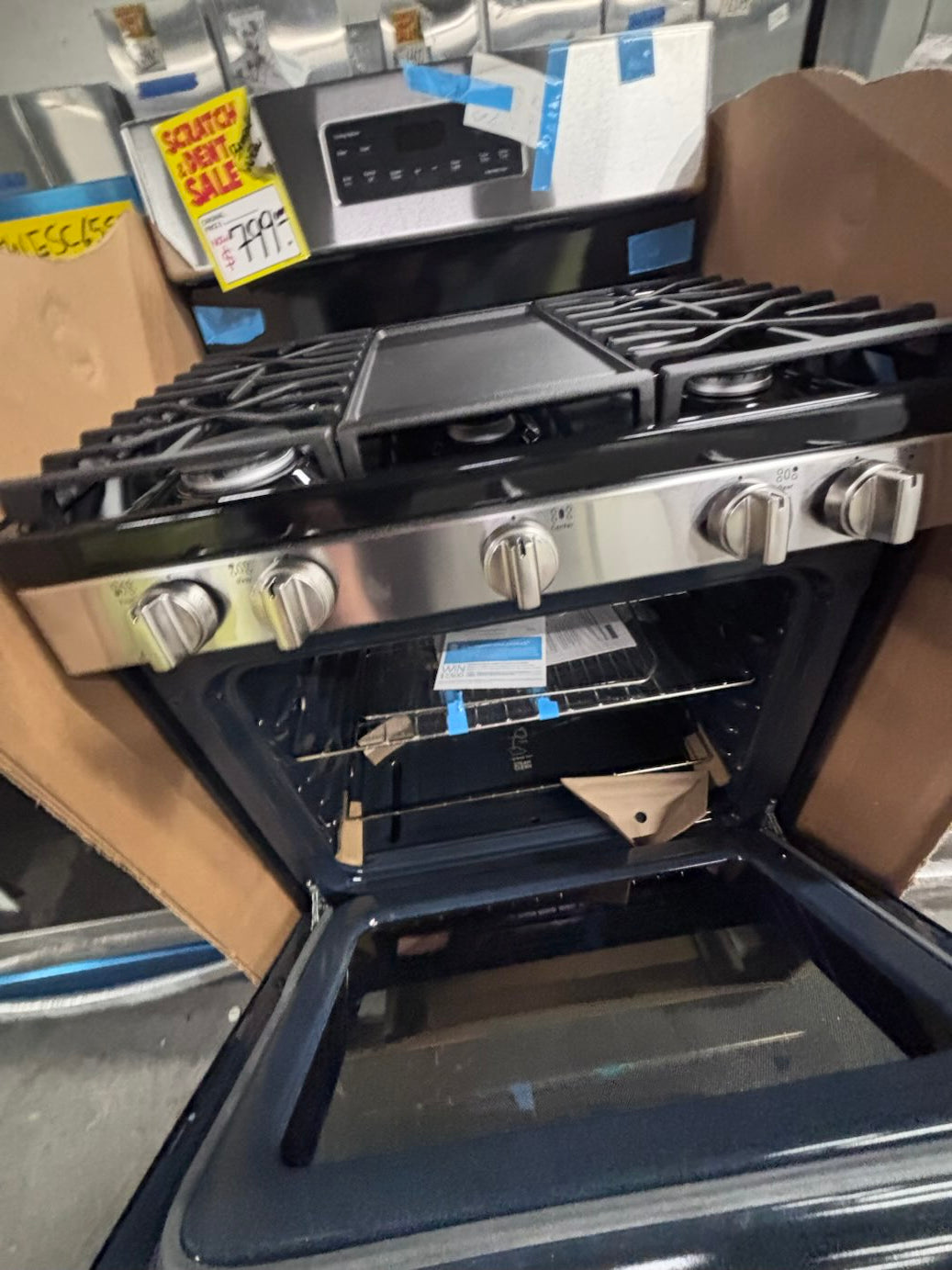 } new open box 📦 GE  five burner stainless steel  ,bake broil , self clean #WGQC6SB