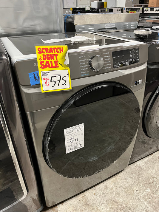 Open Box - Scratch & Dent Samsung - 7.5 cu. ft. Smart Electric Dryer with Steam Sanitize+ in Platinum 27" #ED491JB
