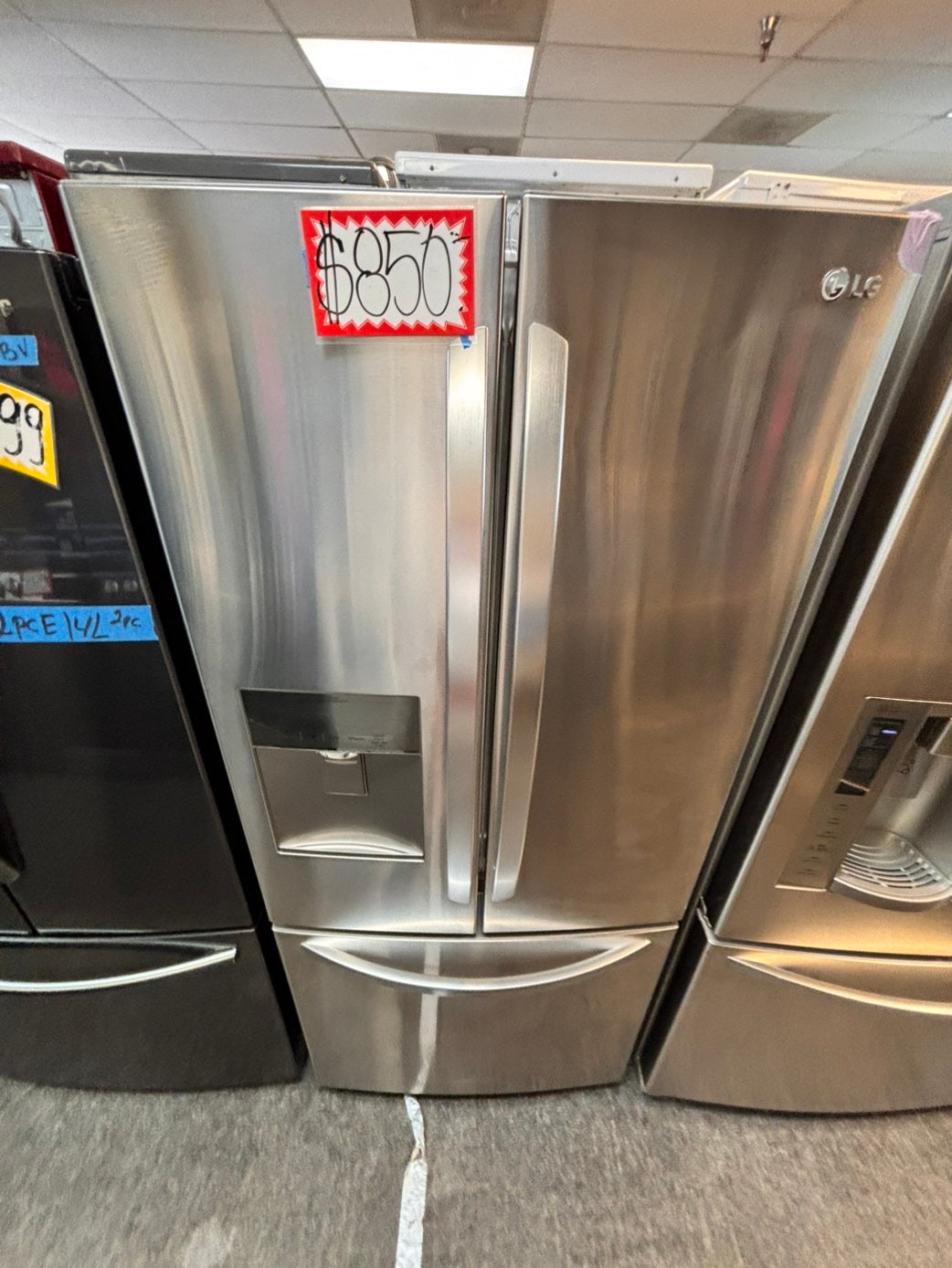 > LG 30” wide French Door Refrigerator in Stainless Steel with ice maker inside used-refurbished # RF33D2BB