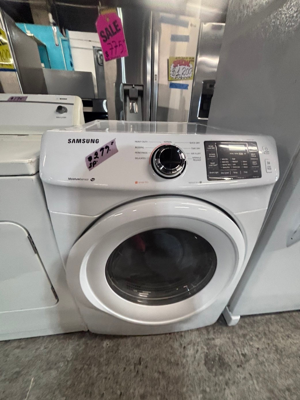 >*July 4th sale 🔥🇺🇸 samsung steam sensor Dry front load stackable electric 220v dryer in white  color used-refurbished 27" #DEQQ4NB