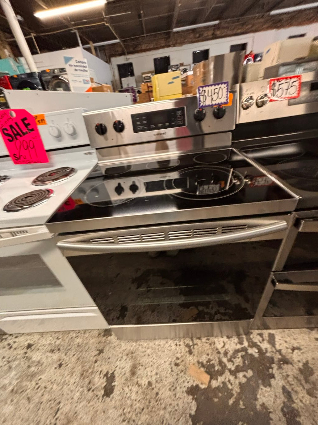 }} Samsung electric 220v glass top range bake Broil roast self clean oven stainless steel working 💯  with warranty ! 30" used-Refurbished #SEST381B