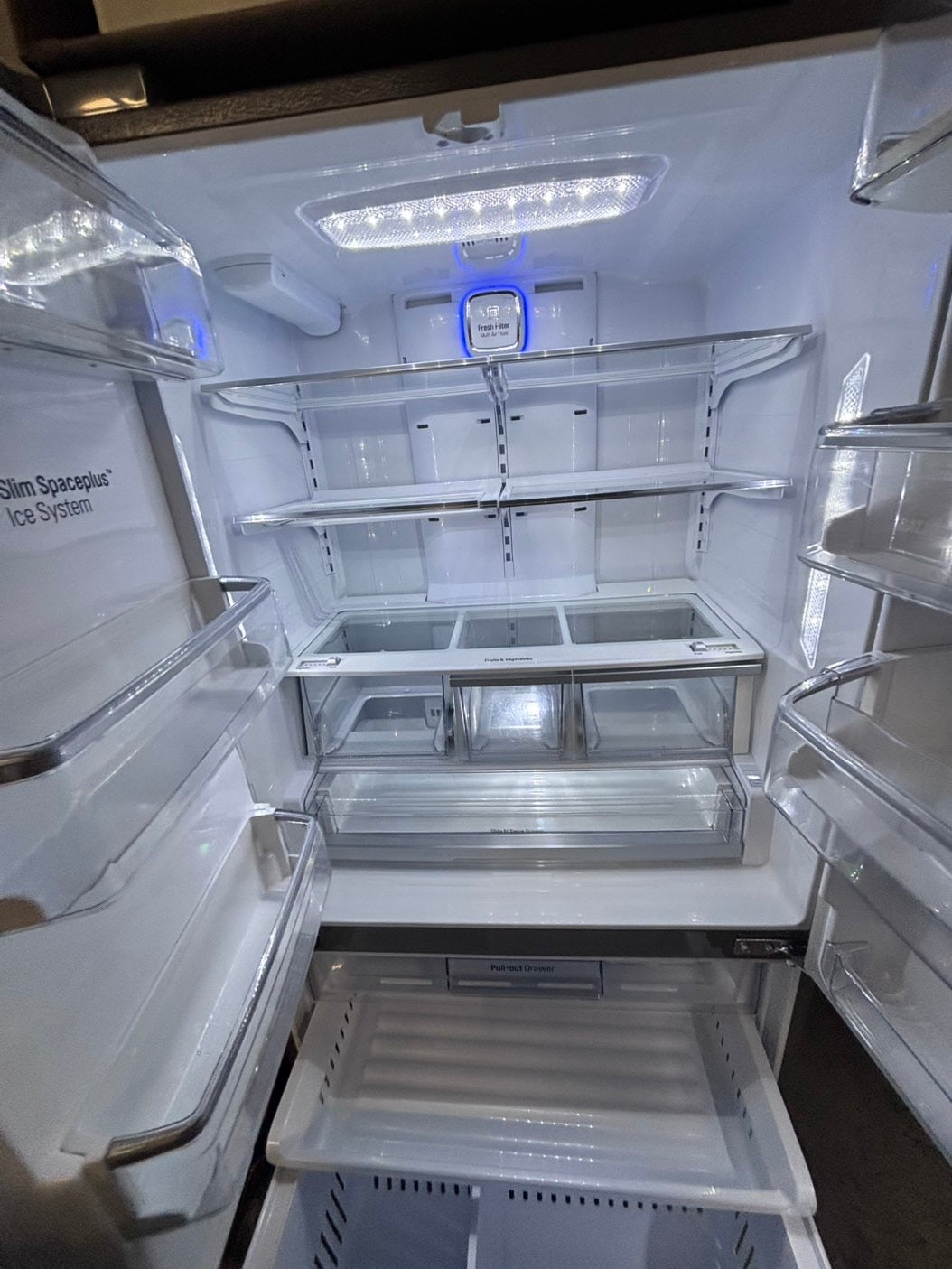 >special 3pc. Combo =LG French door Refrigerator counter depth  w/ ice water dispenser 36",gas stove 5 burners & new the range microwave all same brand  #ARF31B3PC