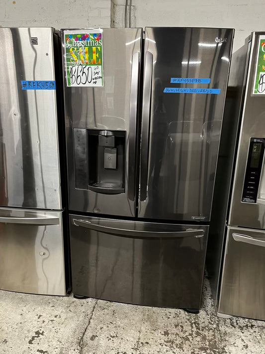 🎄Holiday Sale 🎁Used | Refurbished LG 36” 28cu.ft. French door refrigerator black stainless steel w/ice water dispenser - stock number #RF453P7B