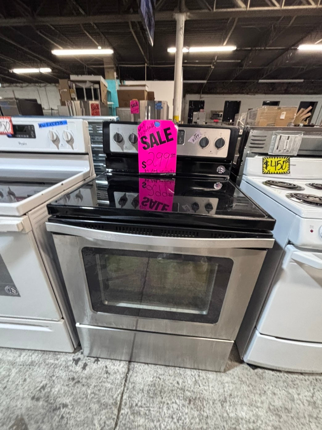 >>whirlpool electric 220v glass top range bake Broil roast self clean stainless steel 30" Refurbished #ES7T23B