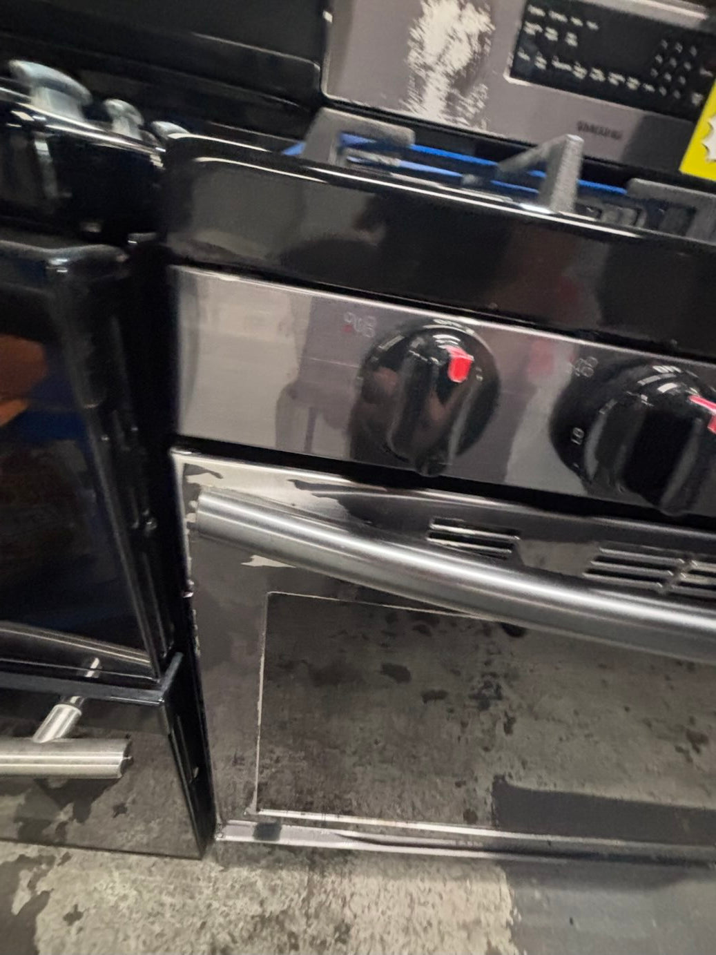 }sale🎈🔥samsung Gas range 5 burner convection oven bake ,broil Hi/Lo self clean in black stainless steel working 💯 with warranty ,used-Refurbished 30” #SB2216B