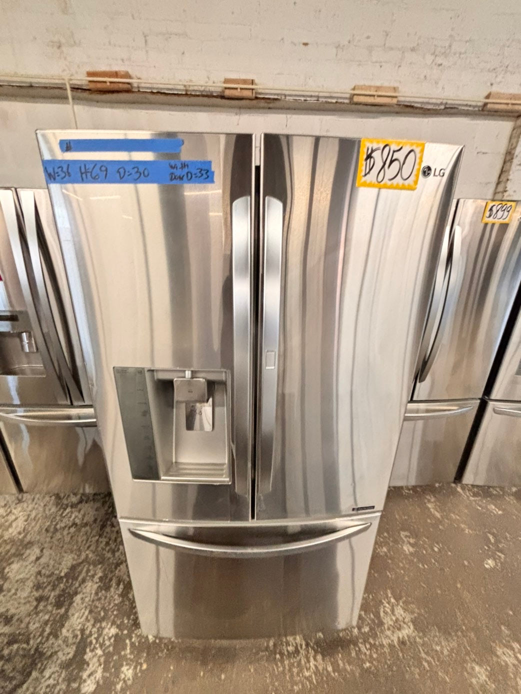 >LG door-in door French Door Refrigerator Super-Capacity with ice maker & water dispenser ,with  used-refurbished #LG30PASB