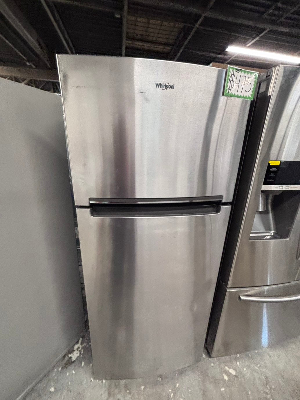 >*28” whirlpool top freezer fridge stainless steel  used-refurbished #FFQX4RB