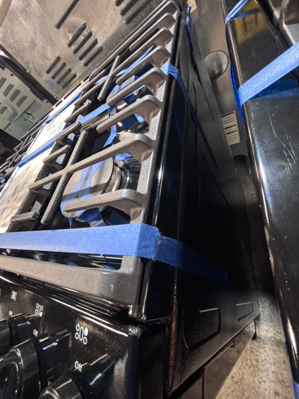 >*GE black 30” Gas range 5 burner slide in convection bake roast broil self clean used Refurbished" item #GRP5AB