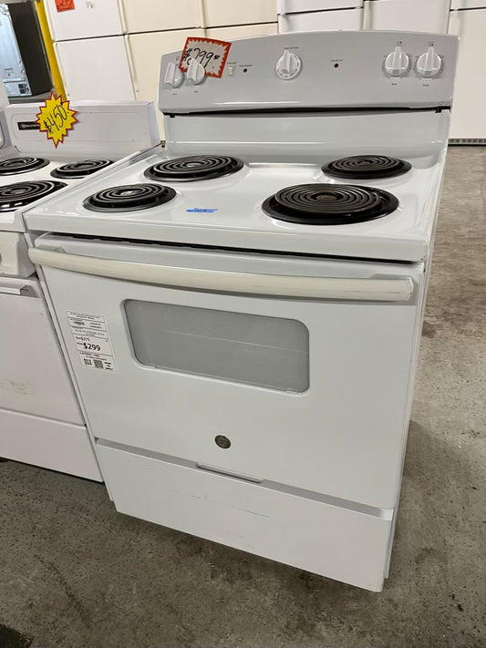 GE electric range 220v coil bake broil in white Refurbished 30" #ER404JB