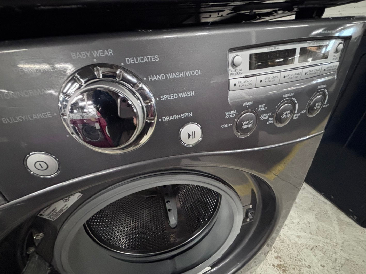 >💥LG washer 4.0 cu ft & dryer 7.5 cu ft set electric 220v front load stackable or side by side - sensor dry He in gray used-refurbished #WDHL44B