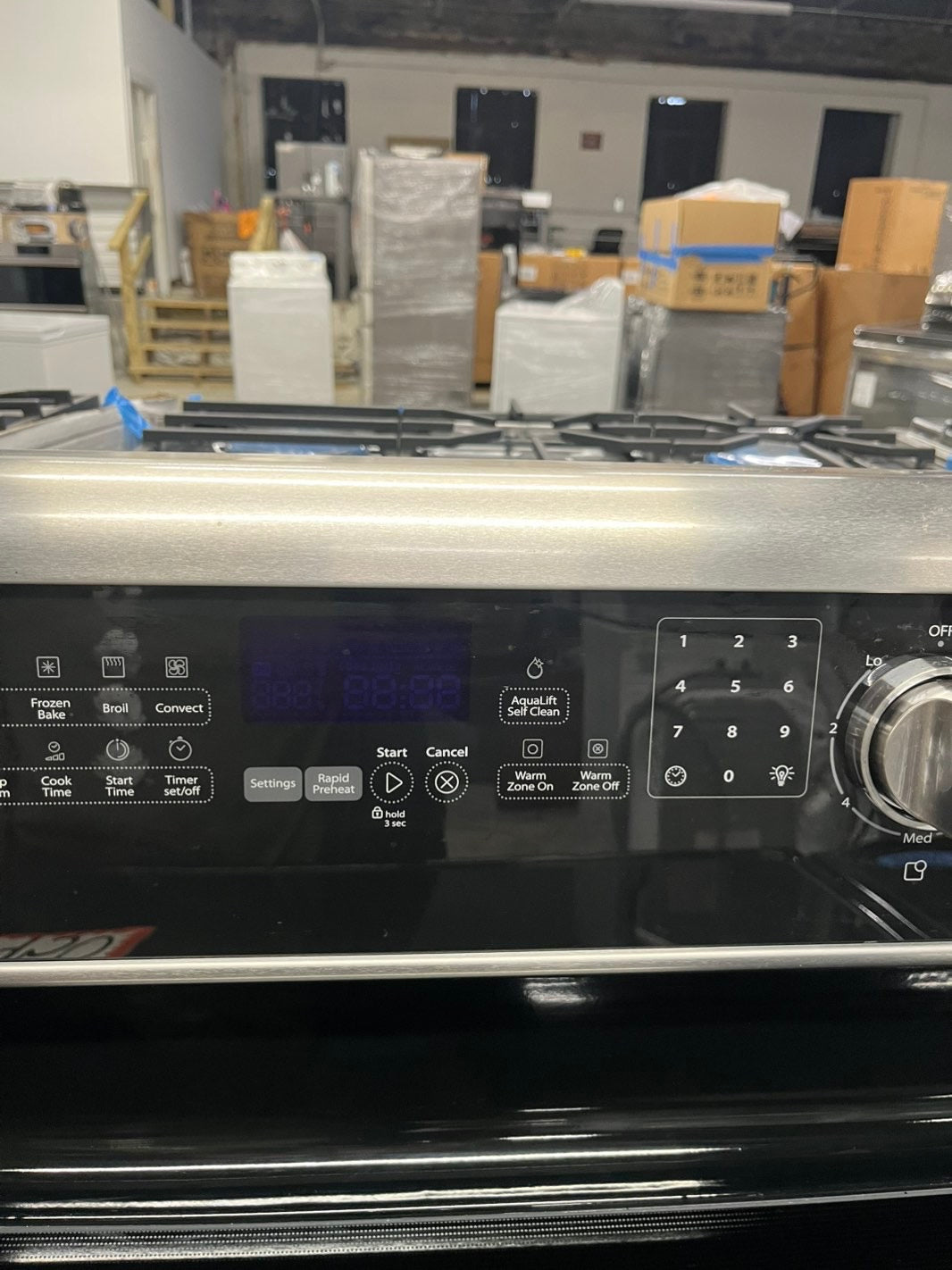 -Whirlpool glass top electric range 220v 5 burner warm zone convection oven Refurbished stainless steel bake Broil  self clean 30" #ERWL22B