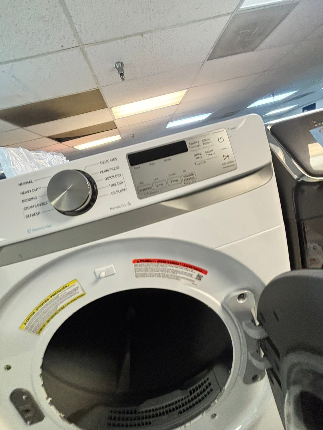 -Samsung steam white color washer 4.5 cu ft & steam dryer 7.5 cu ft set electric 220v front load stackable or side by side -sensor dry HE  #WD1921VL