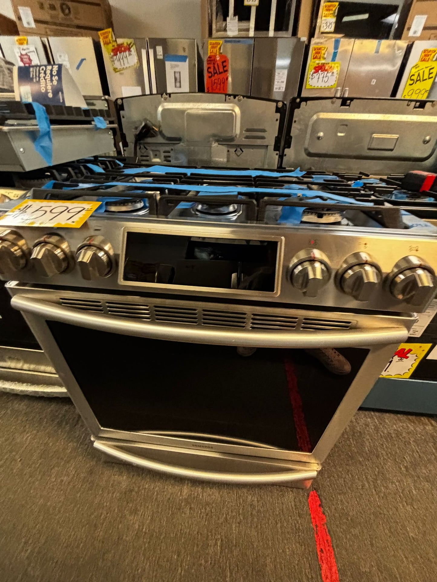 Samsung Gas range 5 burner slide in convection bake roast broil self clean Refurbished 30" item #GR263JL