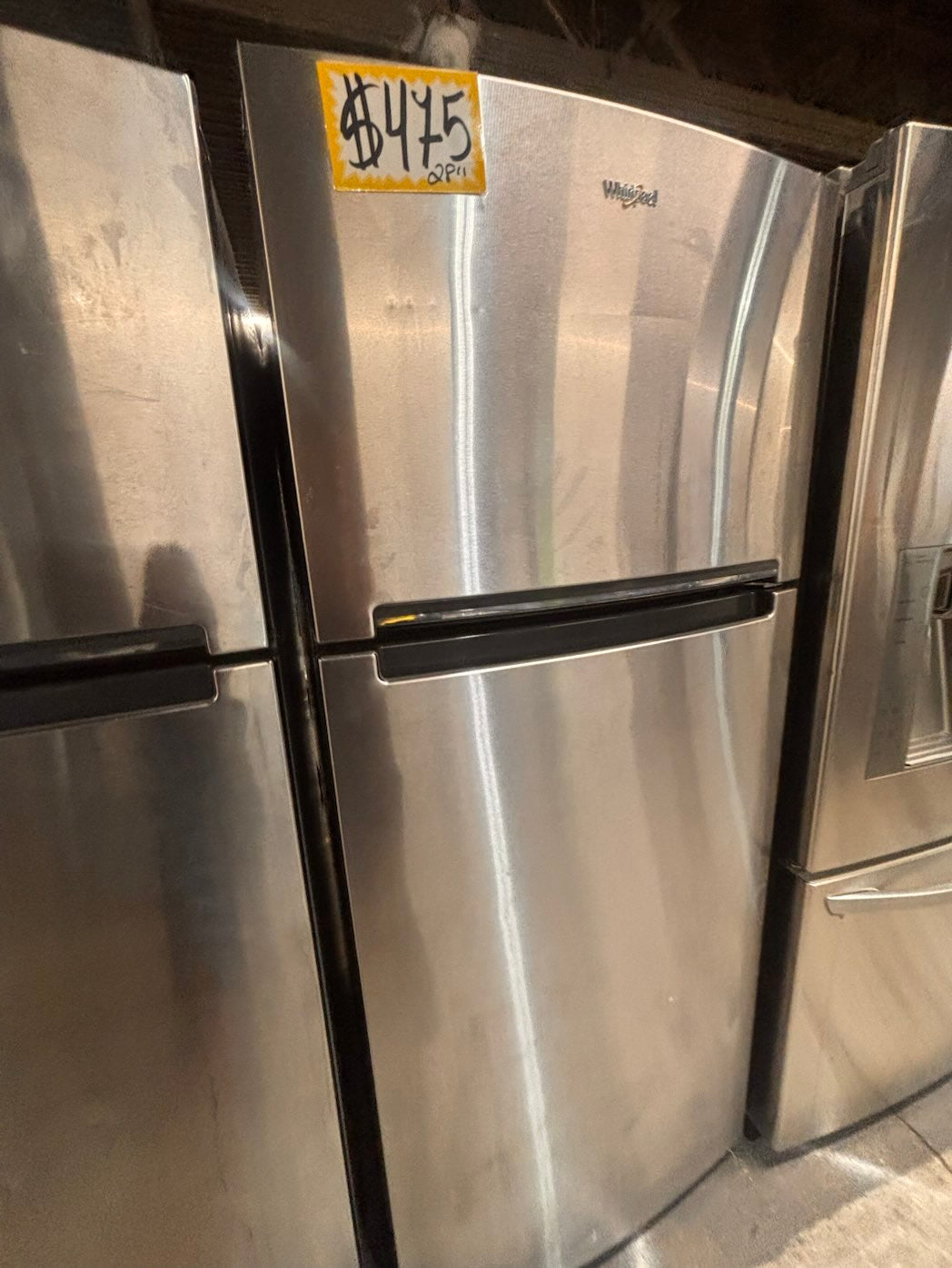 }28” whirlpool top freezer fridge stainless steel  used-refurbished working 💯  with warranty #FWD44ZB