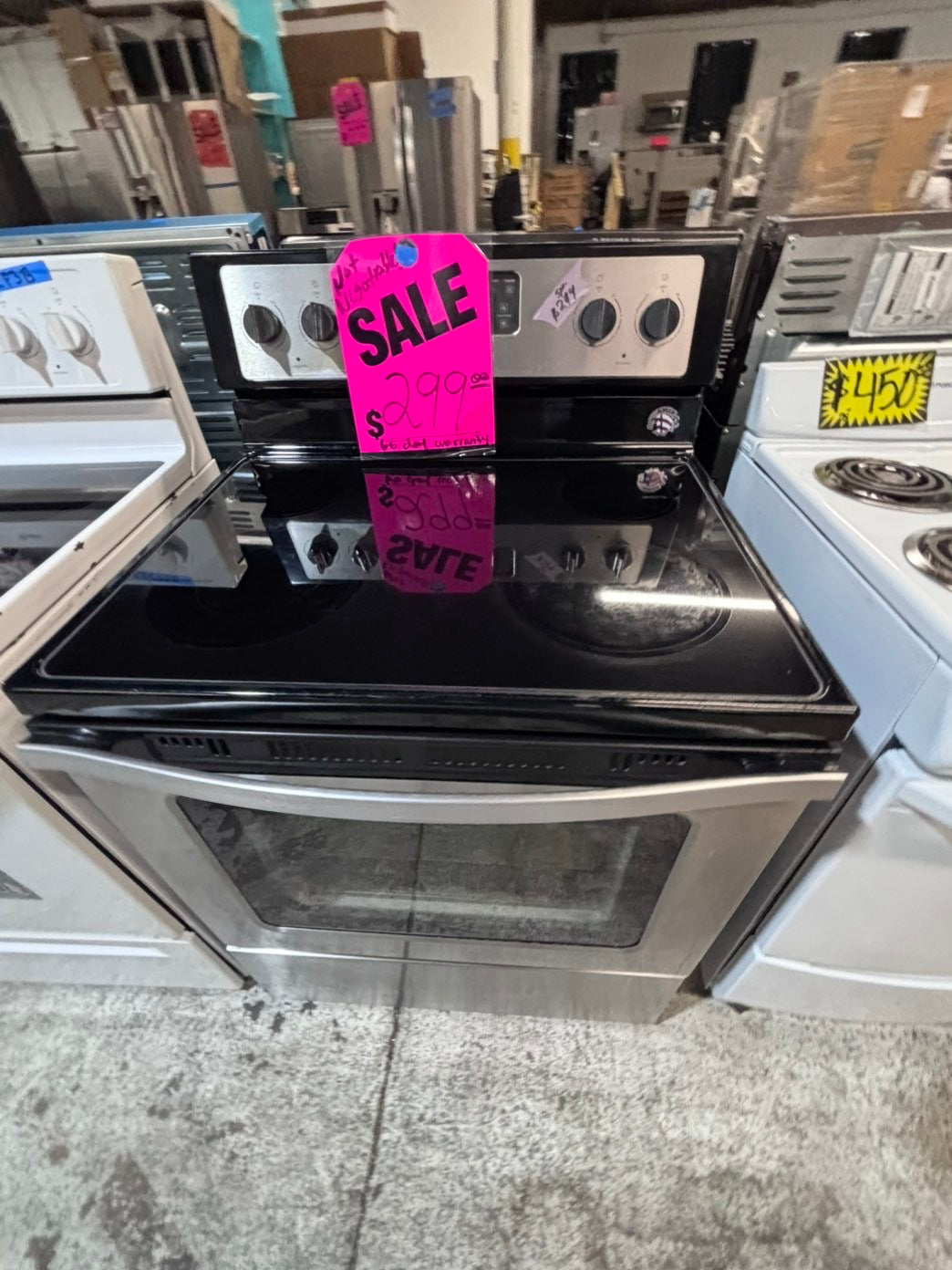 >>whirlpool electric 220v glass top range bake Broil roast self clean stainless steel 30" Refurbished #ES7T23B