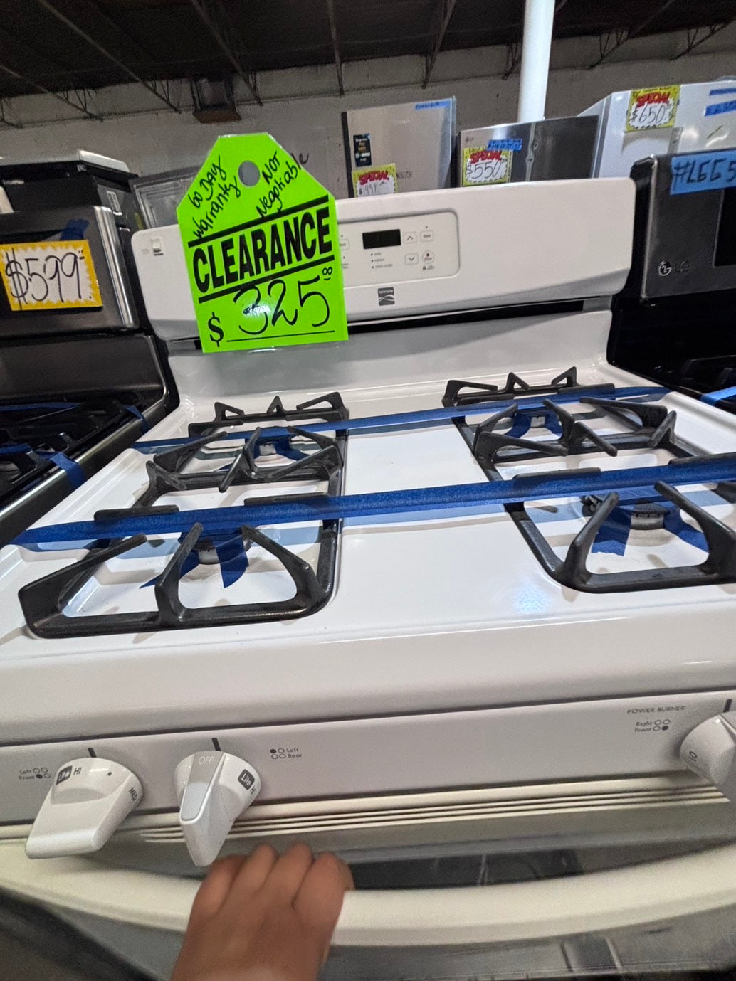>*SALE🔥Kenmore Gas range 4 burner bake broil Hi/Lo self clean in  white used-Refurbished 30” #G17A2B