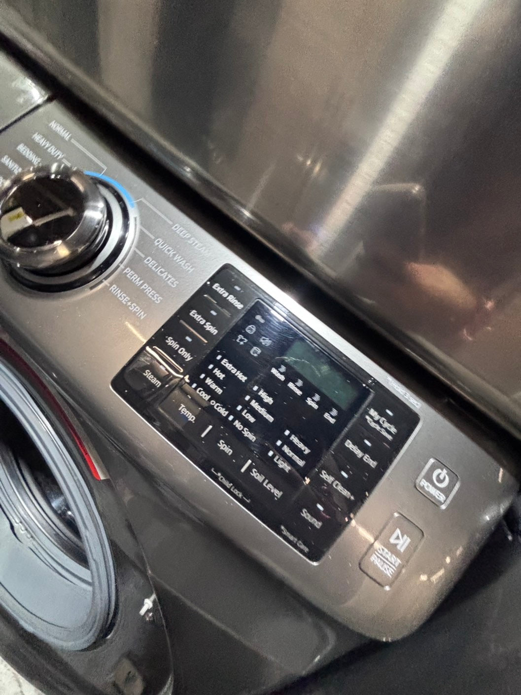 >*Samsung gray washer 4.5cu. ft. Large capacity, & electric dryer set in great condition 27” stackable or side by side  used-refurbished  #SFL23TB