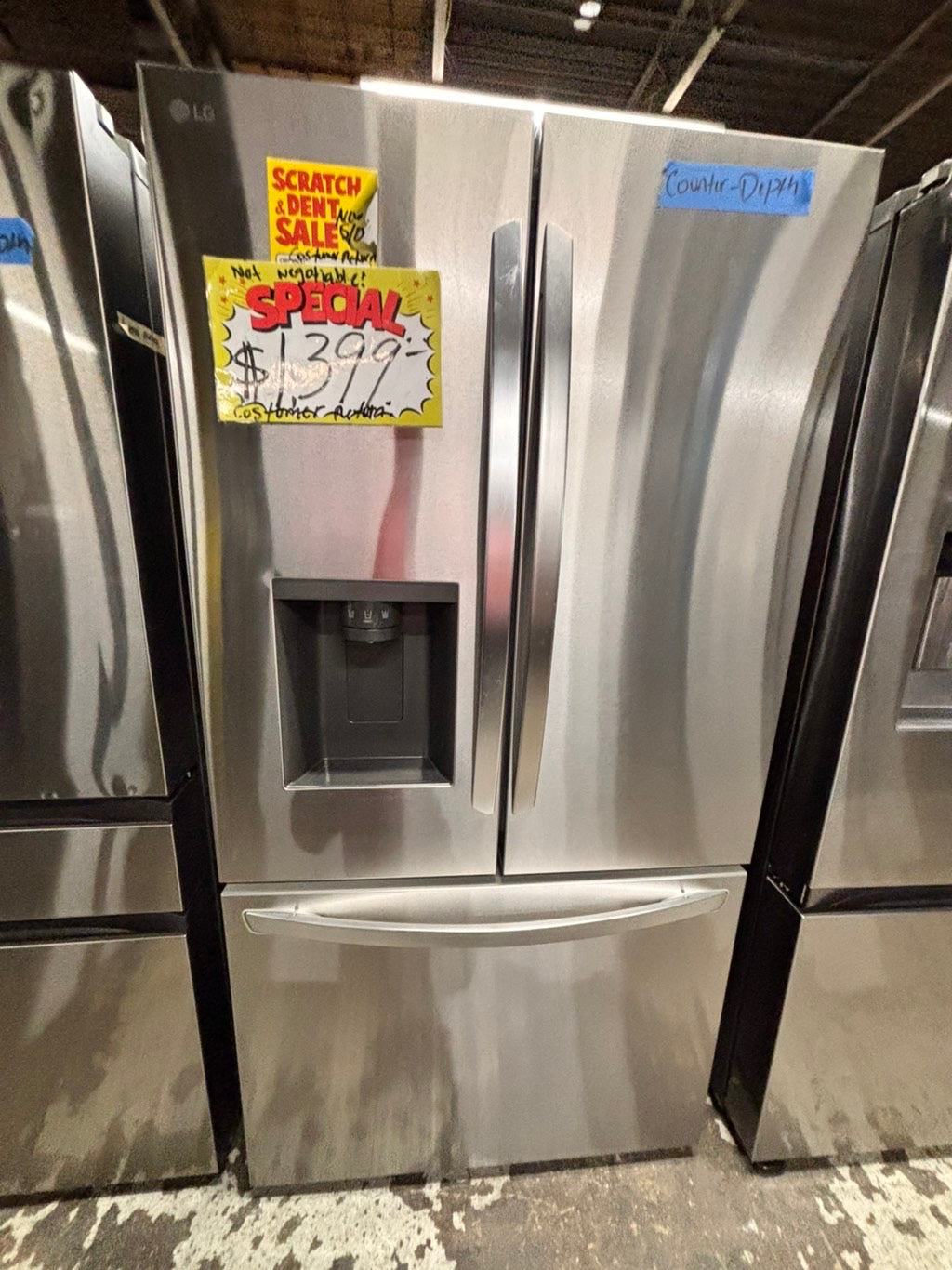 >special🎈New open box (costumer return ) LG - Counter-Depth MAX 25.5 Cu. Ft. French Door Smart Refrigerator with ice maker & water dispenser - Stainless Steel #RFLG55YB